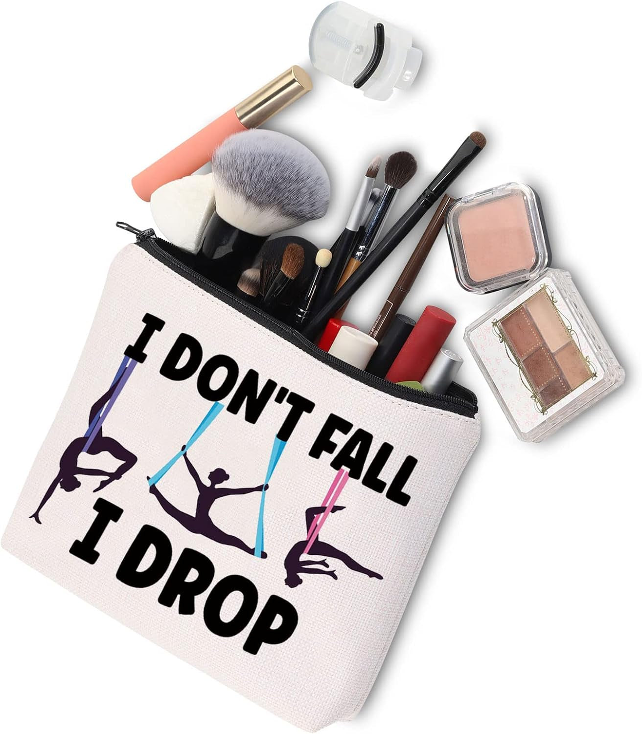 Aerialist Cosmetic Makeup Bag Aerial Yoga Gifts I Don'T Fall I Drop Aerial Dancer Makeup Zipper Pouch Bag Aerial Silk Gifts (I Don'T Fall)